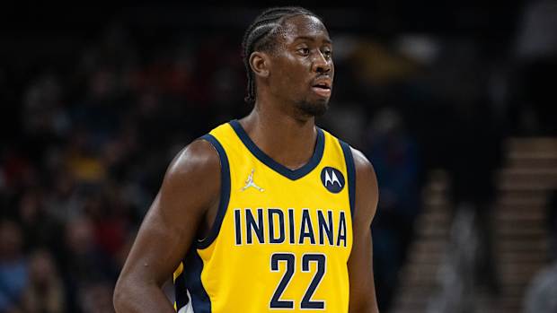 Caris LeVert on the court for the Pacers.